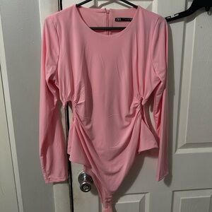 Zara heart cutout pink bodysuit